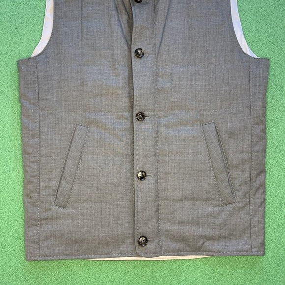 Peter Millar Collection Quilted Vest Suede Leather Trim Collar Size Medium - Picture 3 of 9